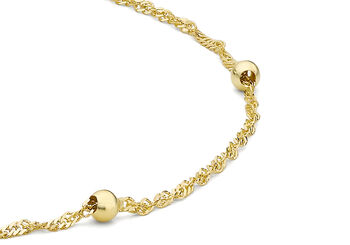 9ct Yellow Gold Twisted Curb And Ball Chain Bracelet, 4 of 7