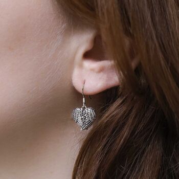Sterling Silver Love Wings Dangly Earrings, 2 of 5