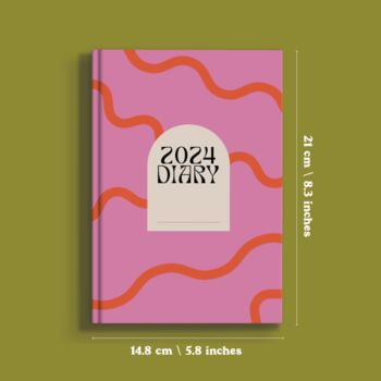 2024 Diary | A5 Hardcover Week To View | Pink And Red, 12 of 12