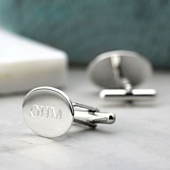 Engraved Initial Sterling Silver Cufflinks, 7 of 7