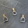 Personalised Sterling Silver And Gold Stirrup Gift Set, thumbnail 2 of 9