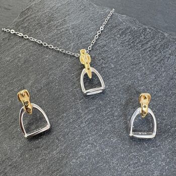 Personalised Sterling Silver And Gold Stirrup Gift Set, 2 of 9