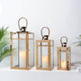 Set Of Three Candle Holder Glass Lantern Decorative, thumbnail 6 of 12