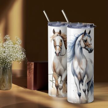 Personalised Watercolour Horses Travel Mug – Insulated Cup For Equestrians, 3 of 7