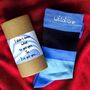 Mens Eco Bamboo Striped Blue Embroidered Socks Gift Box, thumbnail 1 of 5