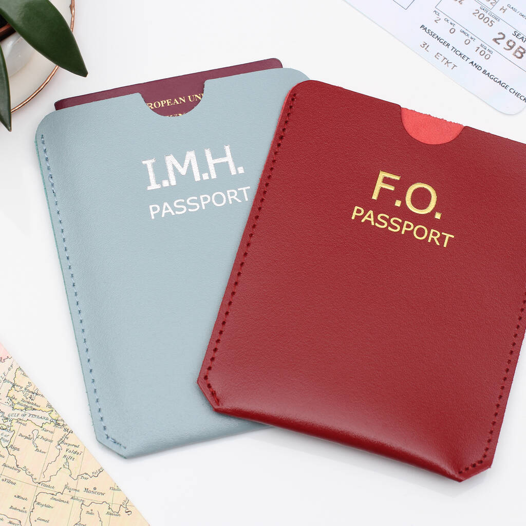 Personalised Initials Leather Slot Passport Holder, 1 of 3