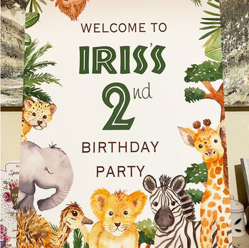 Personalised Wild Jungle Safari Birthday Party Sign, 3 of 5
