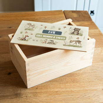 Personalised Woodland Animals Keepsake Box With Sliding Lid, 5 of 5