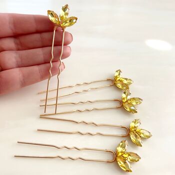 Yellow Crystal Hair Pins, 2 of 3