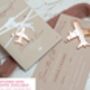 Beige Passport Invitation With Acrylic Plane Charms For Destination Wedding, thumbnail 10 of 10