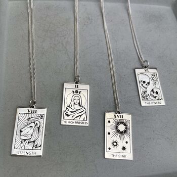 Sterling Silver Lion Strength Tarot Necklace, 3 of 5