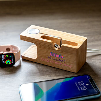 Personalised Charging Station For Phone And Watch, 2 of 8