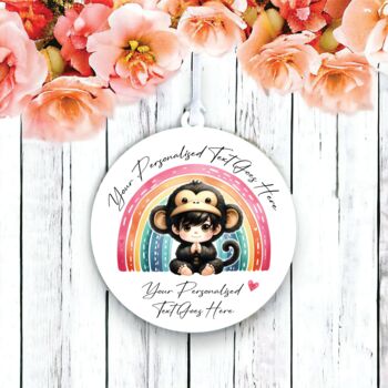 Personalised Cute Child Monkey Rainbow Decoration B, 2 of 2