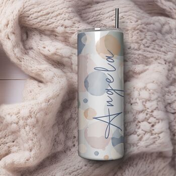 Spotted Pastel Watercolour Tumbler With Name, 5 of 6