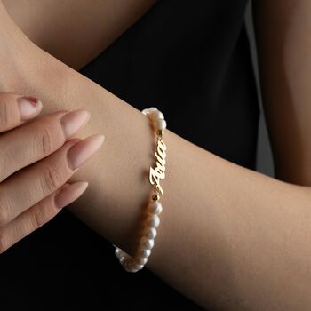 Freshwater Pearl Bracelet With Name Plate, 5 of 7