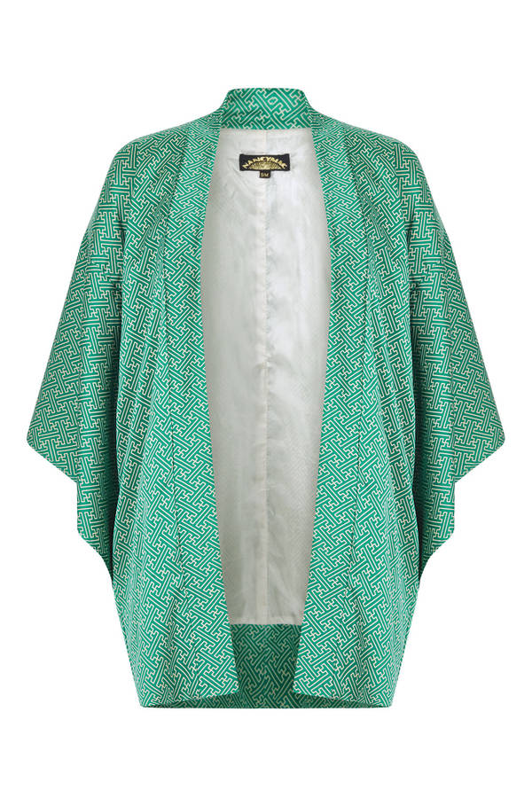 Kimono Style Jacket In Porcelain Print Crepe By Nancy Mac ...