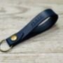 Personalised Dark Blue Leather Keyring, thumbnail 2 of 9