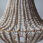 Handcrafted Wood Beaded Chandelier, White Wash Pendant, thumbnail 4 of 6