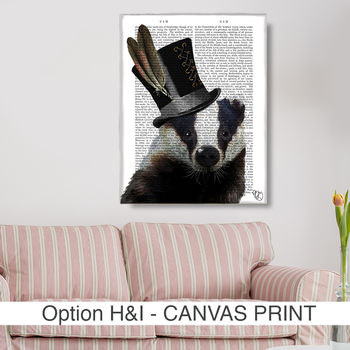 Badger In Top Hat, Book Print, Framed Or Unframed, 6 of 6