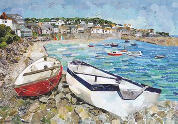 Mousehole Cornwall Upcycled Collage Greetings Card, 2 of 3