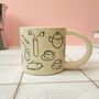 Handmade Ceramic Speckled Mug With Hand Painted Breakfast Illustration, thumbnail 7 of 8