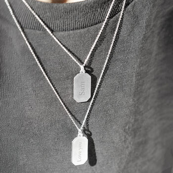 Sterling Silver Personalised Tag Necklace Silver, 6 of 7
