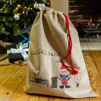 Personalised Christmas Santa Sack With Child's Drawing, 9 of 9