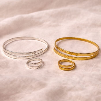 Hammered Open Adjustable Bangle, 4 of 8