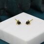 Sterling Silver Trillion Cut Black Cz Stud Earrings, thumbnail 2 of 11