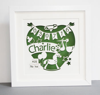 Personalised New Baby Paper Cut Picture, 4 of 8