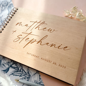 Wooden Calligraphy Style Wedding Guestbook Alternative, 5 of 10