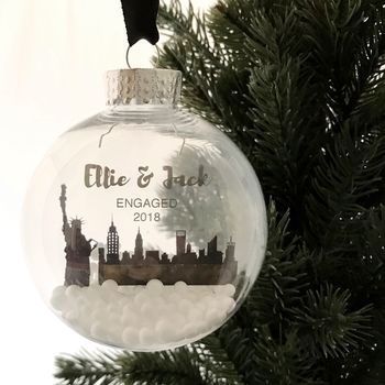 New York Skyline Engagement Personalised Bauble, 2 of 2