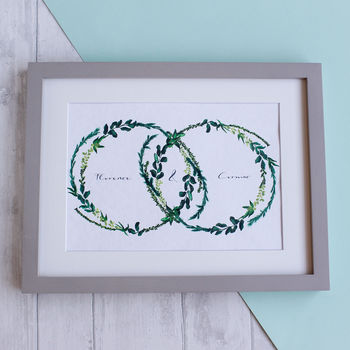 Personalised Wedding And Anniversary Wreath Print, 8 of 11