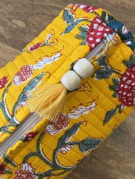 Block Print Washbag, Make Up Pouch, Travel Kit, 6 of 12
