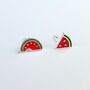 Sterling Silver Watermelon Stud Earrings, thumbnail 4 of 6