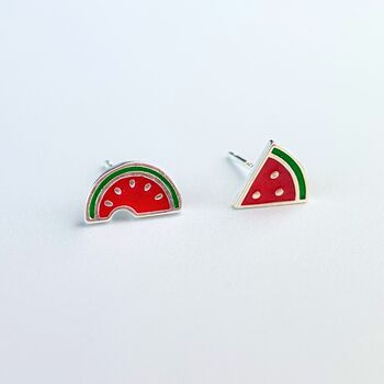 Sterling Silver Watermelon Stud Earrings, 4 of 6