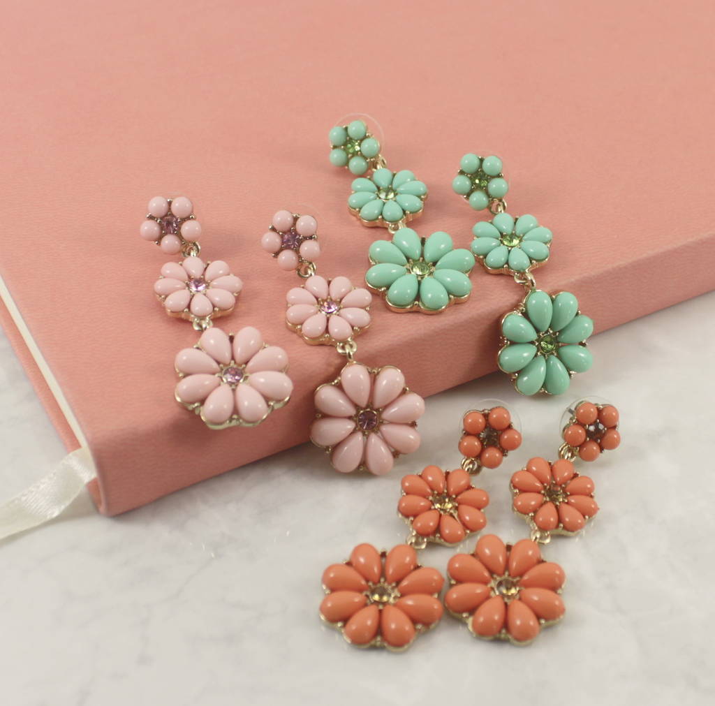 pastel flower drop earrings by lucy loves neko