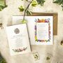 Colourful Rainbow Flowers Folded Wedding Invite, thumbnail 3 of 9