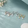 Sterling Silver Natural Freshwater Pearl Pebble Huggie Hoop Earrings, thumbnail 6 of 11