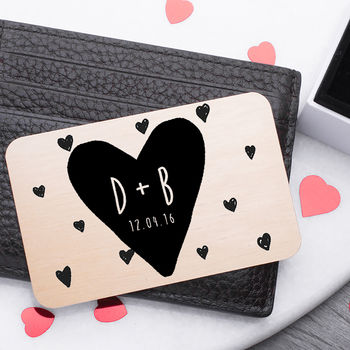 Personalised Heart And Date Couples Wallet Card, 3 of 8