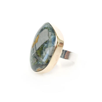 Wavelite Gemstone Ring Set In 9ct Gold And Silver, 4 of 5