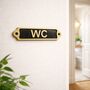 Classic Brass Wc Door Plaque With Black Finish, thumbnail 4 of 6