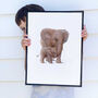 Illustrated Children's Wall Art Elephant And Calf Print, thumbnail 3 of 4