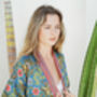 Cyan Green Luxury Kimono Robe, thumbnail 4 of 6