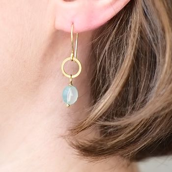 Gold Plated Circle And Gemstone Earrings, 3 of 12