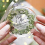 First Married Christmas Wreath Flat Glass Bauble, thumbnail 8 of 8