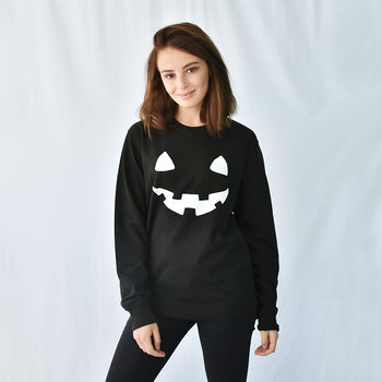 'Pumpkin Face' Halloween Unisex Sweatshirt Jumper, 3 of 9