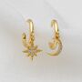 Gold Or Silver Star And Moon Hoop Earrings, thumbnail 4 of 9
