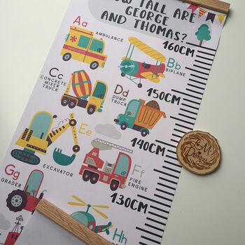 Personalised Abc Transport Alphabet Height Chart, 2 of 5
