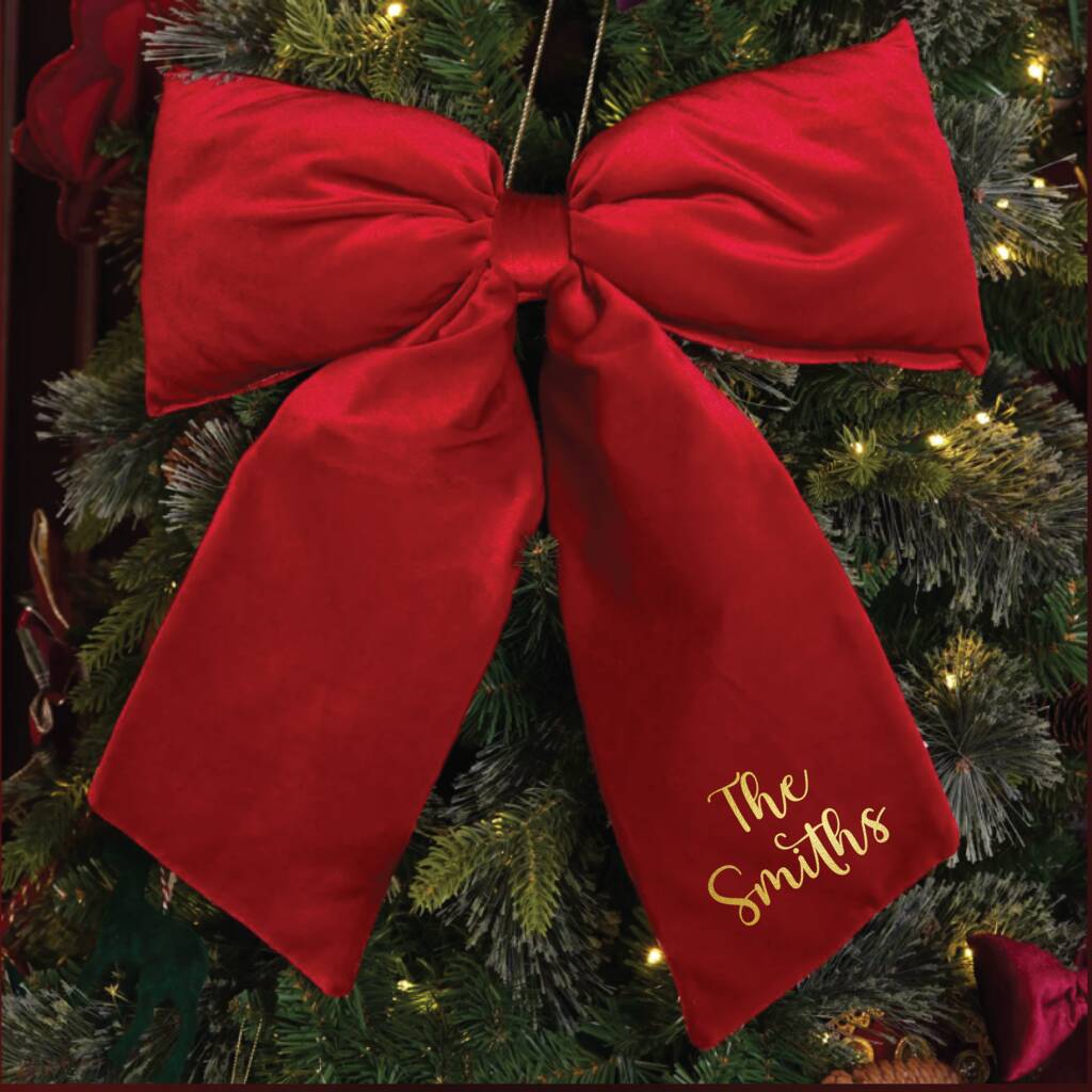 Personalised Big Red Bow Christmas Decoration, 1 of 2